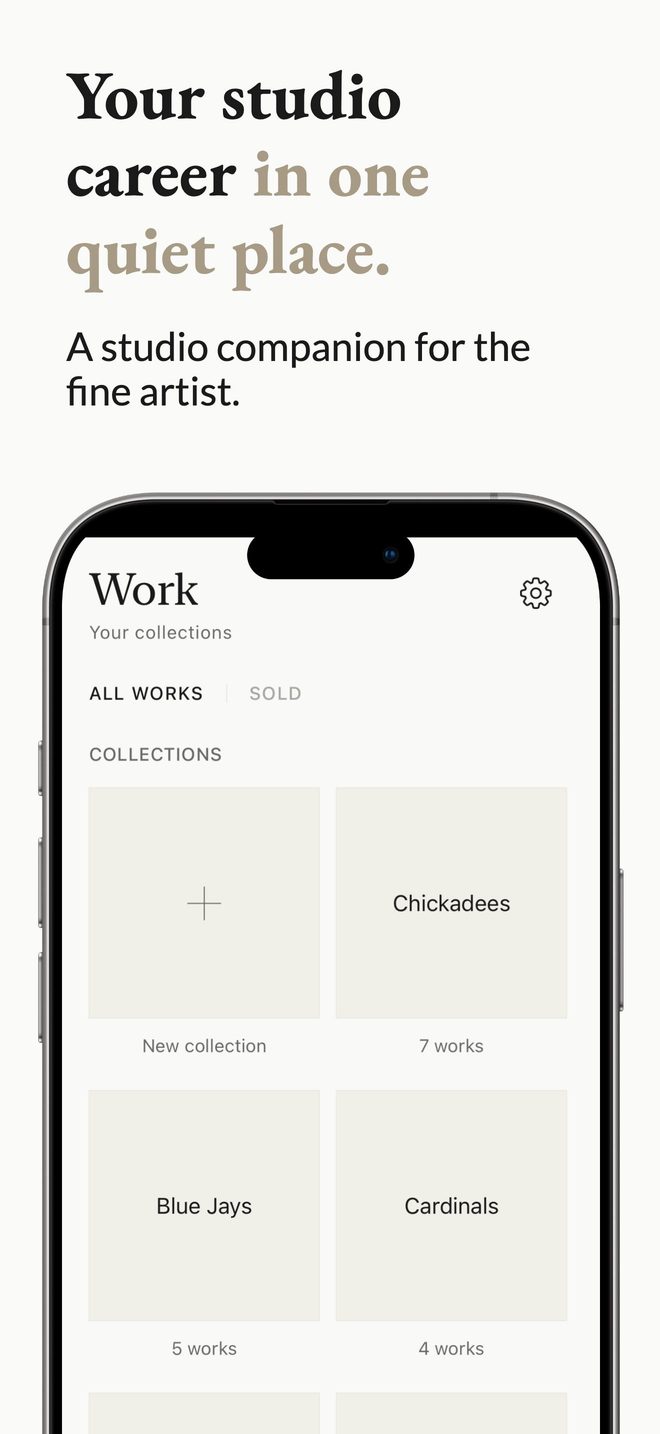 The Work tab in Avenlas, showing collections of artwork